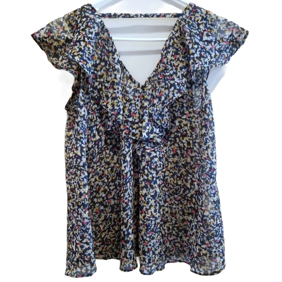 BCBGeneration Abstract Print Sheer Top - Picture 2 of 8